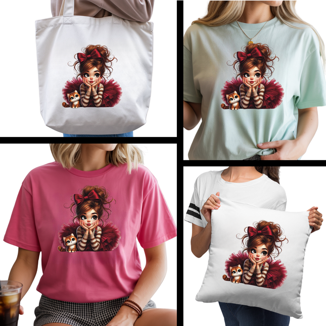 Scarlet Daydream Darling 3 Eco-Solvent Iron-On Heat Transfers + 3 Sublimation Iron-On Heat Transfers, Ready to Press. Bonus: 4 Matching 2-Inch Stickers