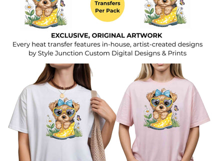 Sunny Daydream Pup Clipart 2 Pack Eco Solvent Heat Transfers - Ready to Press For All Garments-Transfers Only