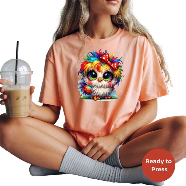 Rainbow Puff Chick Heat Transfers 3-Pack, Ready to Press, Vibrant Long-Lasting Prints (Iron-On Transfers Only)