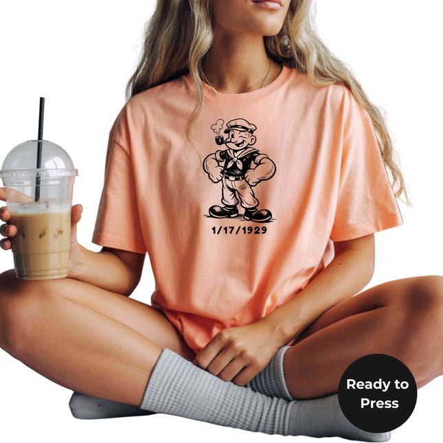 Vintage Cartoon Sailor Heat Transfers 3-Pack, Ready to Press, Vibrant Long-Lasting Prints (Iron-On Transfers Only)