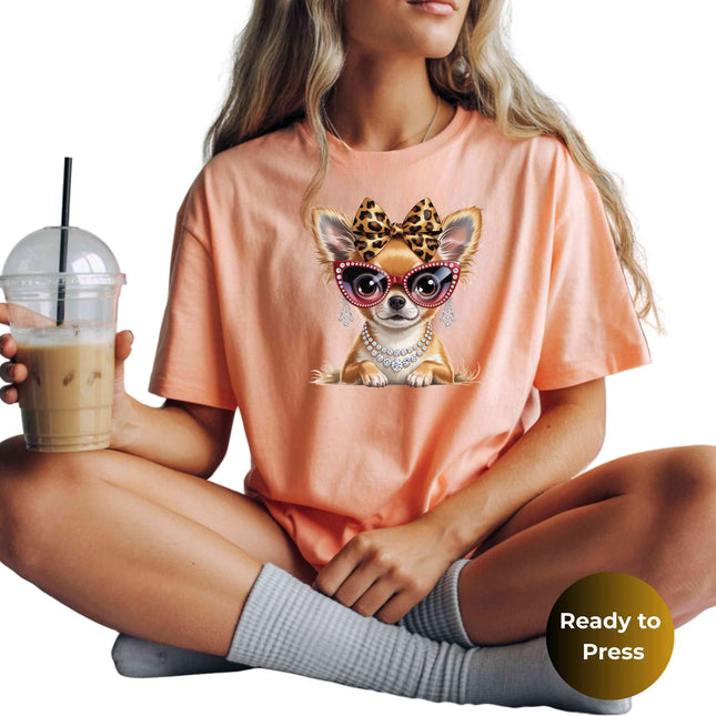 Leopard Luxe Chihuahua Heat Transfers 3-Pack, Ready to Press, Vibrant Long-Lasting Prints  (Iron-On Transfers Only)