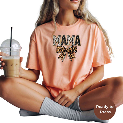 Mama Leopard Bow Heat Transfers 3-Pack, Ready to Press, Vibrant Long-Lasting Prints (Iron-On Transfers Only)