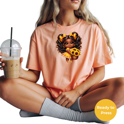 Sunshine Bloom Girl Heat Transfers 3-Pack, Ready to Press, Vibrant Long-Lasting Prints (Iron-On Transfers Only)