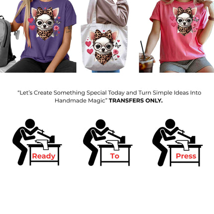 Chihuahua Sweetheart 6-Pack – 3 Eco-Solvent + 3 Sublimation Iron on Transfers - Ready to Press (Iron on Transfers Only)