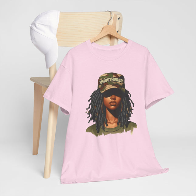 T-Shirt — Camouflage 'Unbothered' Dreadlock Portrait Tee