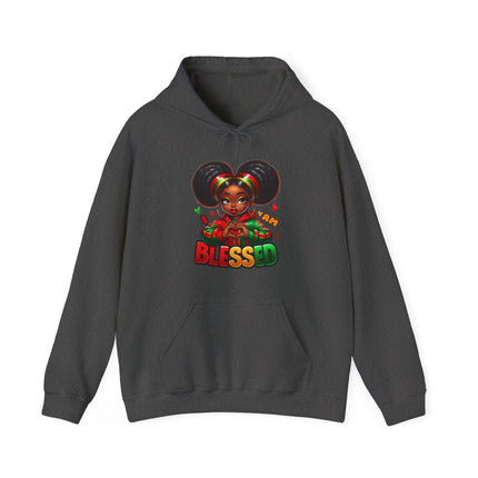 Blessed Afro Girl Hoodie — Cute Rasta-Inspired 'Blessed' Pullover for Black Girls & Teens
