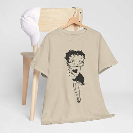 Retro Cartoon Character Graphic Tee - Classic Pin-Up Silhouette
