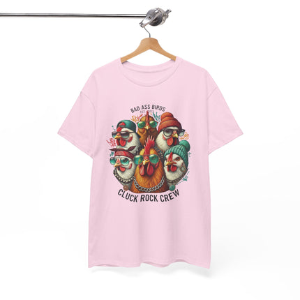 Cluck Rock Crew T-Shirt — Bad Ass Birds Vintage Chicken Band Tee