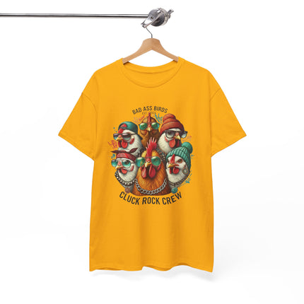 Cluck Rock Crew T-Shirt — Bad Ass Birds Vintage Chicken Band Tee