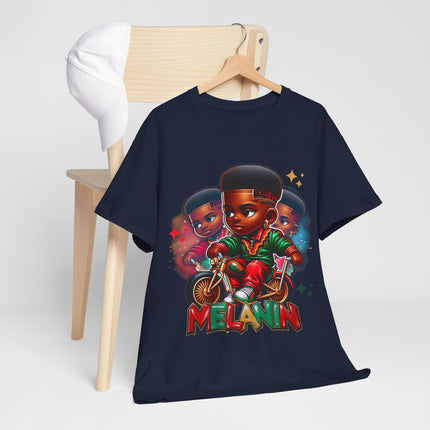 Melanin Kids Bike Graphic Tee — Retro Urban Proud Black Culture T‑Shirt