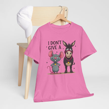 T-Shirt — “I Don’t Give A…” Funny Donkey & Mouse Graphic Tee