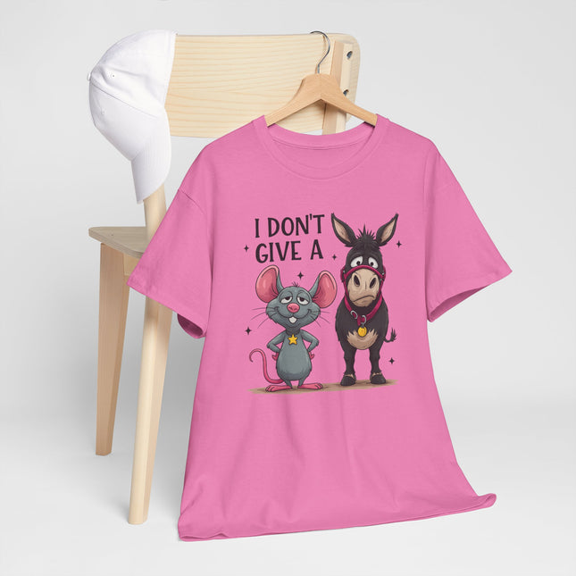 T-Shirt — “I Don’t Give A…” Funny Donkey & Mouse Graphic Tee