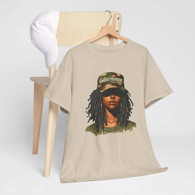 T-Shirt — Camouflage 'Unbothered' Dreadlock Portrait Tee