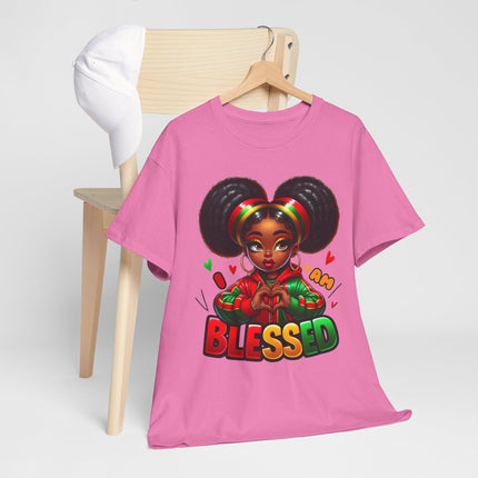 Blessed Girl Graphic Tee — Afro Puffs Rasta Colors
