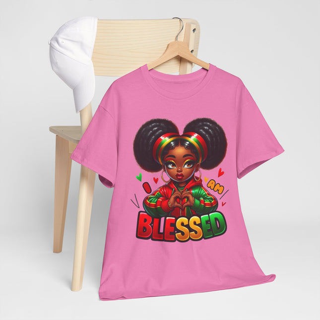 Blessed Girl Graphic Tee — Afro Puffs Rasta Colors