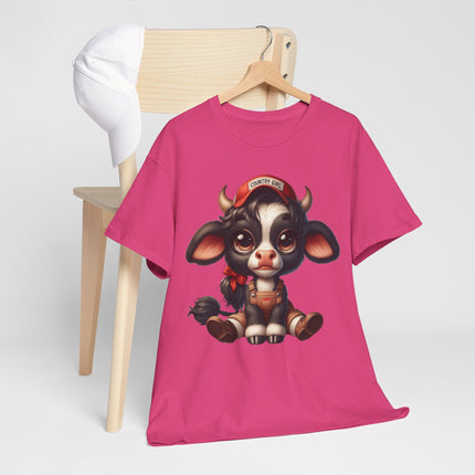 Cute Sitting Cow Tee – Adorable Cartoon Calf Graphic T-Shirt