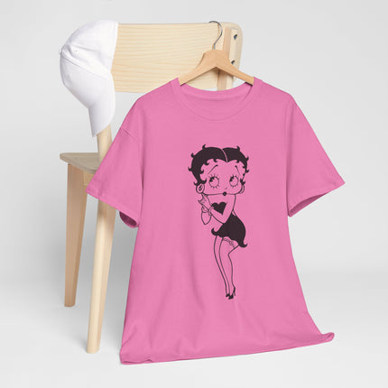 Retro Cartoon Character Graphic Tee - Classic Pin-Up Silhouette