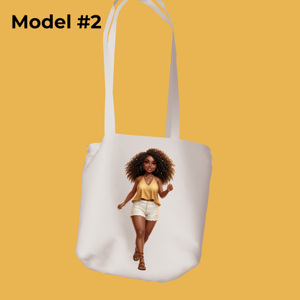 Curly Hair Summer Woman 2pc PNG Bundle featuring brown skin beauty in yellow top and white shorts by Style Junction Custom Digital Designs.