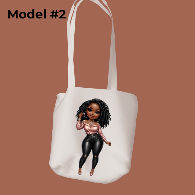 Chic Curly-Haired Woman 2pc PNG Bundle featuring rose satin top and black pants by Style Junction Custom Digital Designs, exclusive artwork.