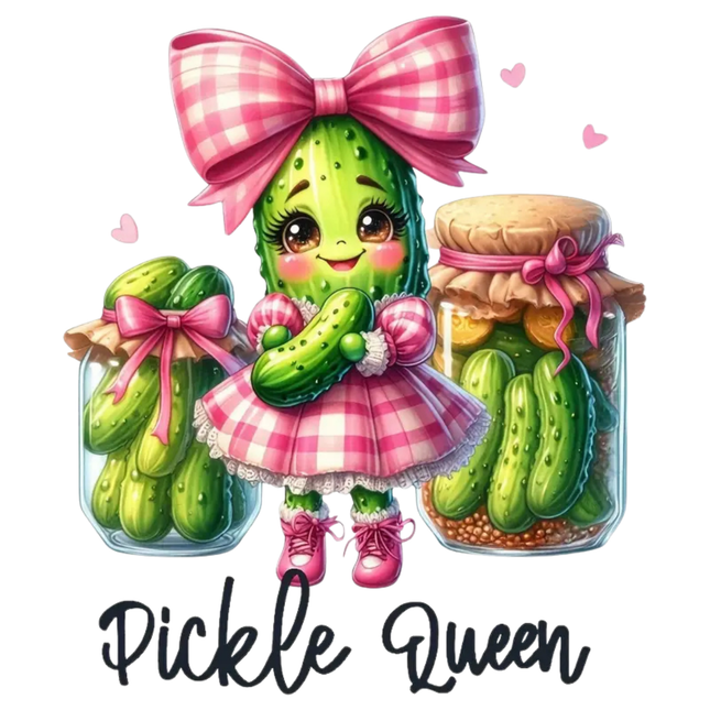 Pickle Queen Cartoon Eco Solvent Apparel Heat Transfer by Style Junction Custom Digital Designs, exclusive fun pickle character design.