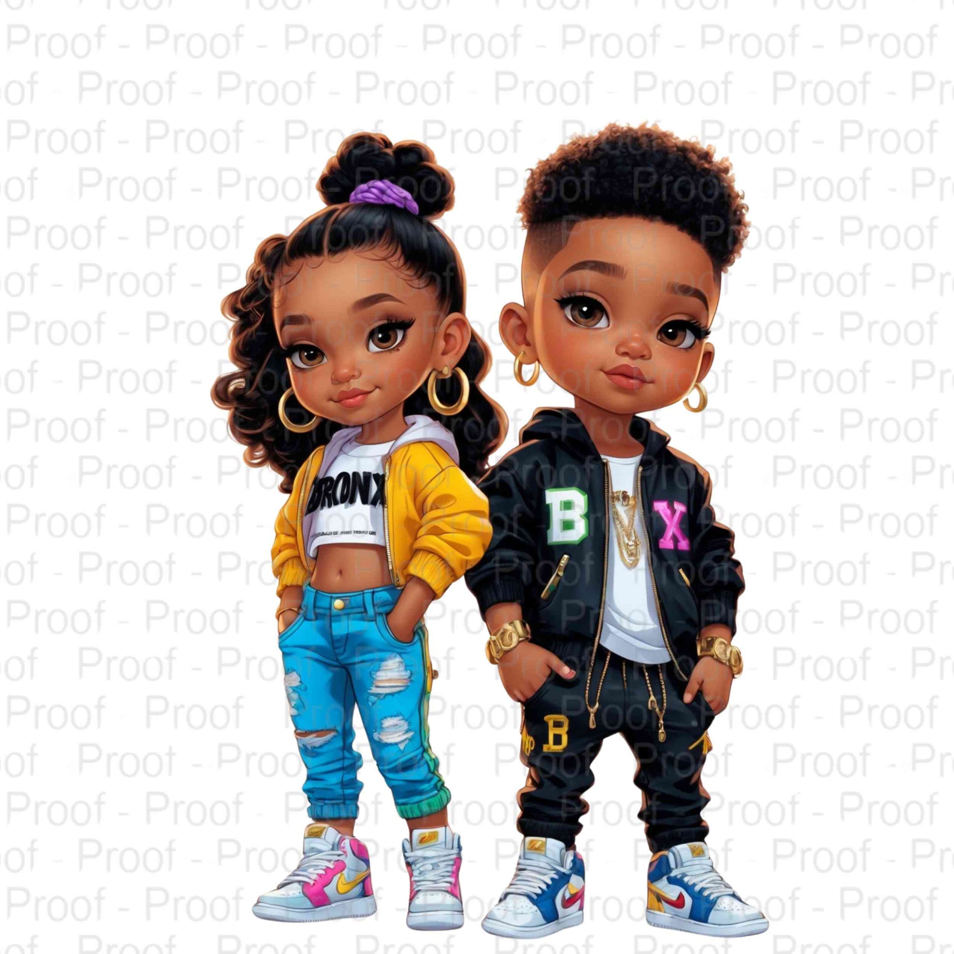 Urban Streetwear Kids Duo - Bold and Stylish in the City-Exclusive Image Vault Collection-4 Digital Files Digital File Style-Junction Custom Designs & Prints