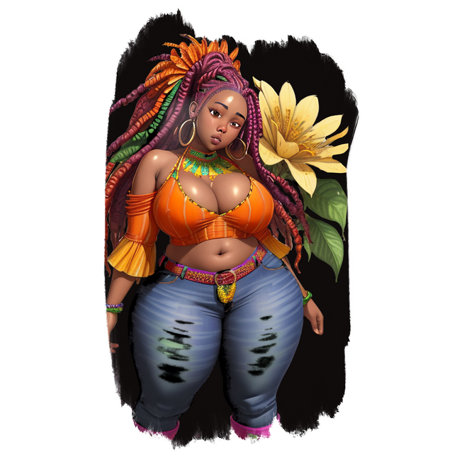 Island Girl with Locs #3 – Eco Solvent Heat Transfers & Ready to Press Eco Solvent Transfers Style Junction – Custom Digital Designs & Apparel