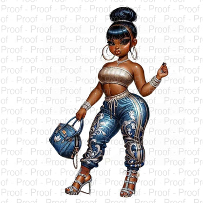 Stylish Diva in Blue Floral Joggers-Exclusive Image Vault Collection-4-Digital Files Digital File Style-Junction Custom Designs & Prints