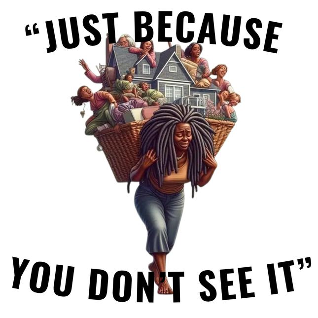 Strong woman carrying a house full of people design with quote, Style Junction Custom Digital Designs exclusive PNG artwork.