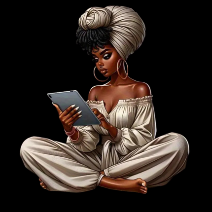 Just A Girl With Goals Afrocentric Eco Solvent Heat Transfer by Style Junction Custom Digital Designs, featuring bold, empowering artwork.