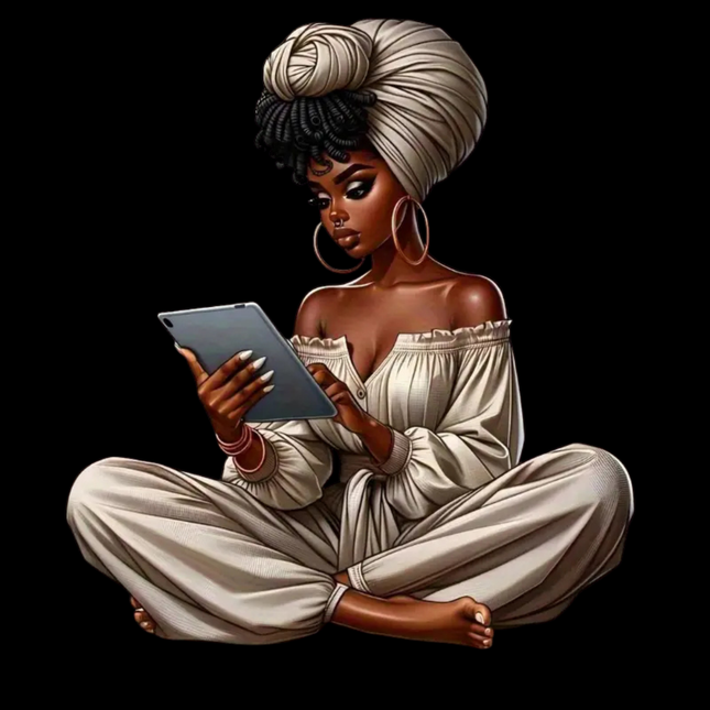 Just A Girl With Goals Afrocentric Eco Solvent Heat Transfer by Style Junction Custom Digital Designs, featuring bold, empowering artwork.