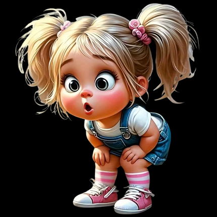 Cute Little Girl Cartoon Eco Solvent Transfer by Style Junction Custom Digital Designs, vibrant ready-to-press PNG for apparel graphics.