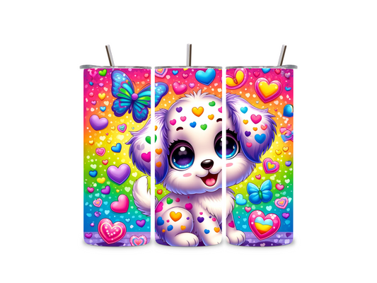 Rainbow Heart Puppy – 20oz Custom Skinny Tumbler