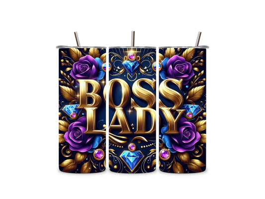 Boss Lady 20oz Custom Skinny Tumbler – Glam Gold & Jewels
