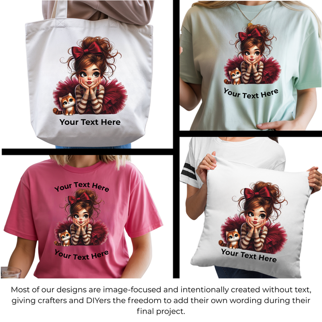 Scarlet Daydream Darling 3 Eco-Solvent Iron-On Heat Transfers + 3 Sublimation Iron-On Heat Transfers, Ready to Press. Bonus: 4 Matching 2-Inch Stickers