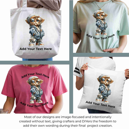 Urban Whisker Kid 6-Pack DIY Bundle – 3 Eco-Solvent Iron-On Heat Transfers + 3 Sublimation Iron-On Heat Transfers, Ready to Press. Bonus: 4 Matching 2-Inch Stickers