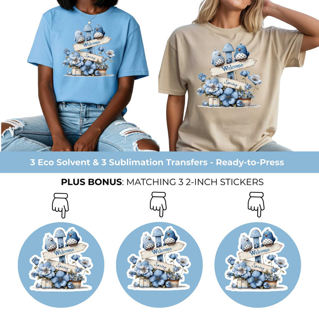 Welcome Spring DIY Craft Kit 9-Piece Creator Bundle Transfers for Shirts, Mugs & Tumblers with Stickers