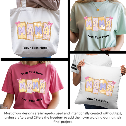 Floral Mama 6-Pack Crafter’s & DIY Bundle – 3 Eco-Solvent + 3 Sublimation Ready-to-Press Iron-On Heat Transfers for T-Shirts, Tote Bags & More, + Bonus 4 Matching 2-Inch Stickers