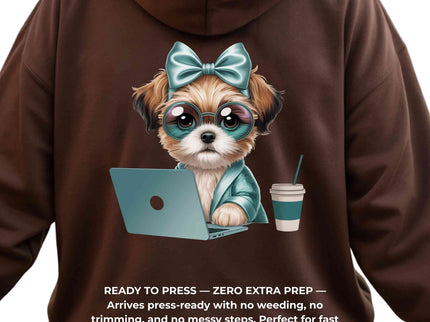 Teal Boss Pup Laptop Clipart 2 Pack Eco Solvent Heat Transfers - Ready to Press For All Garments-Transfers Only