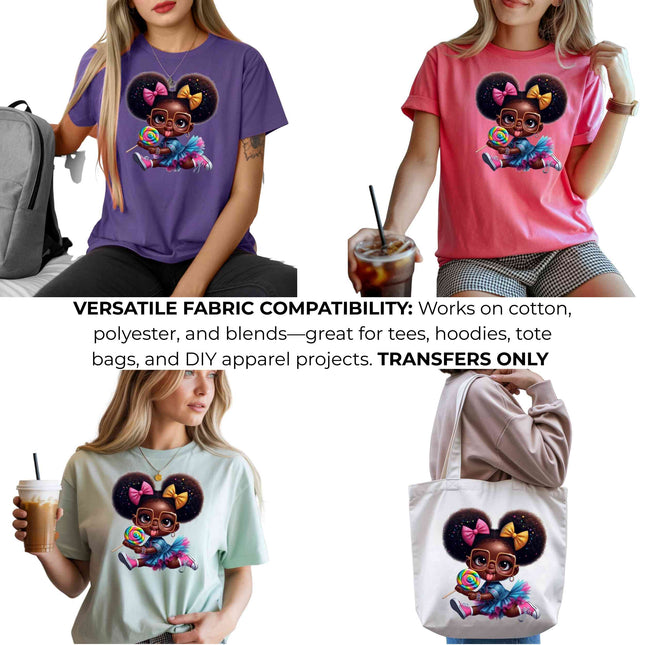 Sweet Pop Princess 🍭 Heat Transfers 3-Pack, Ready to Press, Vibrant Long-Lasting Prints (Iron-On Transfers Only)