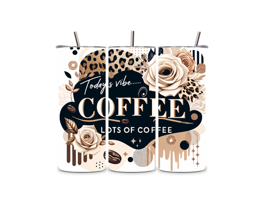 Today’s Vibe Coffee 20oz Custom Tumbler – Leopard & Roses