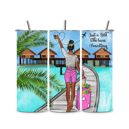 Just a Girl Who Loves Travelling Custom 20oz Tumbler 20oz Skinny Straight Tumbler Style Junction – Custom Digital Designs & Apparel