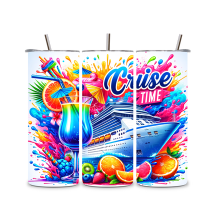Cruise Time Custom 20oz Skinny Tumbler – Tropical Vibes 20oz Skinny Straight Tumbler Style Junction – Custom Digital Designs & Apparel