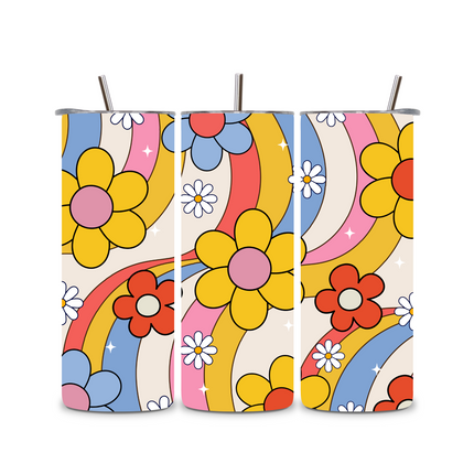Retro Flower Power – Custom 20oz Skinny Straight Tumbler 20oz Skinny Straight Tumbler Style Junction – Custom Digital Designs & Apparel