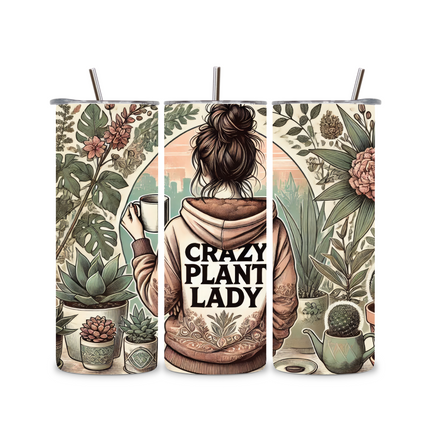 Crazy Plant Lady 20oz Skinny Tumbler – Floral Succulent Vibes 20oz Skinny Straight Tumbler Style Junction – Custom Digital Designs & Apparel