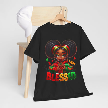 Blessed Girl Graphic Tee — Afro Puffs Rasta Colors