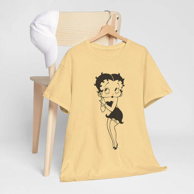 Retro Cartoon Character Graphic Tee - Classic Pin-Up Silhouette