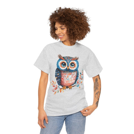 Boho Owl Watercolor T-Shirt Cute Forest Bird Graphic Fall Leaves Nature Art Unisex Tee Rustic Woodland Shirt Gift Ideas!