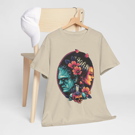 T-Shirt — Dual Faces Floral Skull Design (Day of the Dead Inspired)