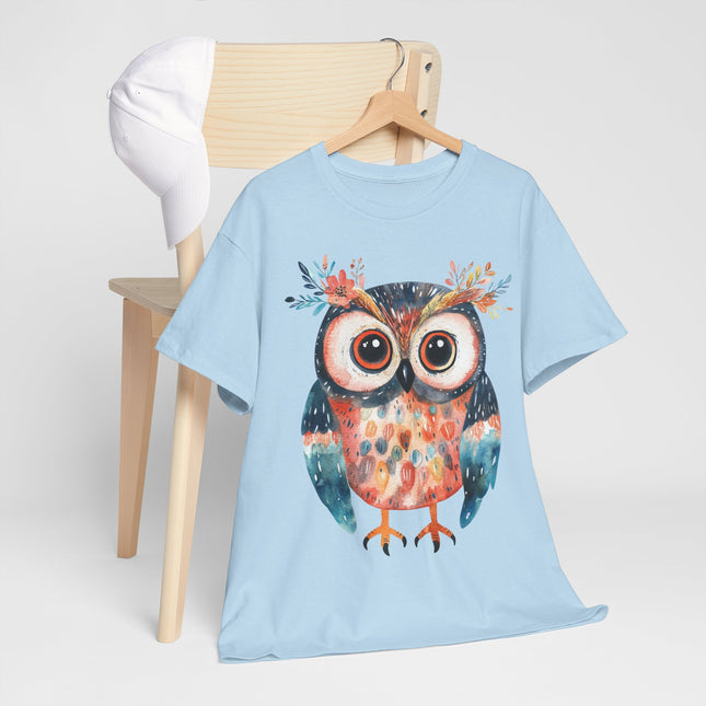 Whimsical Watercolor Owl T-Shirt — Cute Colorful Owl Tee