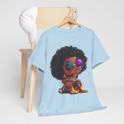 Afro Kiddo Graphic Tee — Cool Afro Girl with Sunglasses